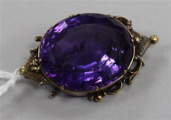 A late Victorian gold mounted amethyst drop pendant
